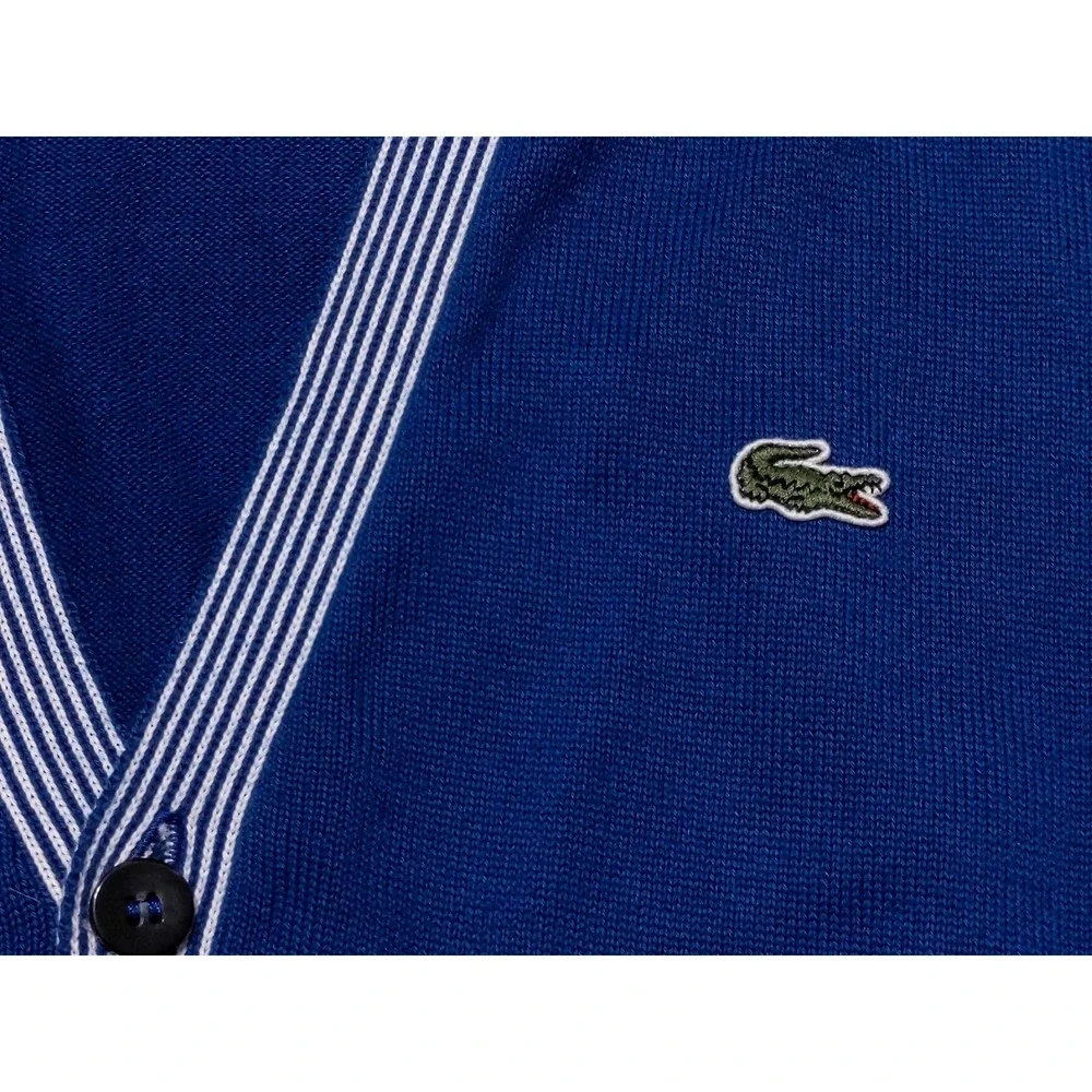 LACOSTE Men's‎ Button Cardigan Sweater Cotton Modern Blue 7 or XL